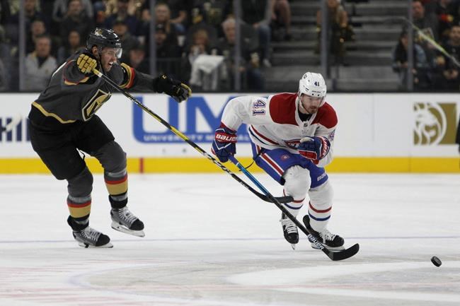 Danault scores 3, Byron in OT to lift Habs over Vegas | iNFOnews.ca