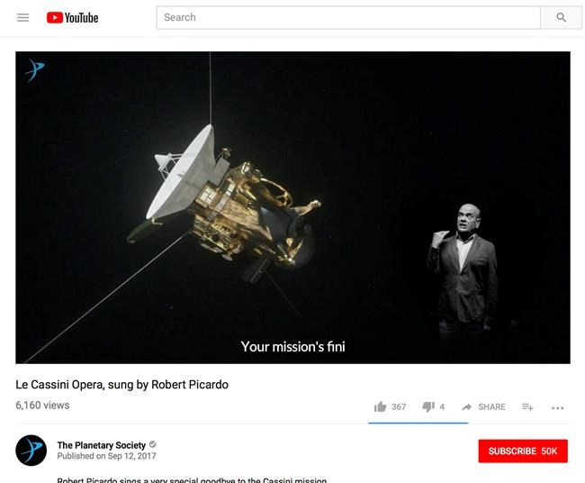 Goodbye Cassini: Saturn spacecraft gets funny opera send-off | iNFOnews.ca