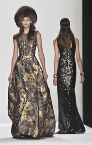 Badgley Mischka offers gold gowns and loose satin trousers for the sophisticated woman | iNFOnews.ca Badgley Mischka offers gold gowns and loose satin trousers for the sophisticated woman | iNFOnews.ca