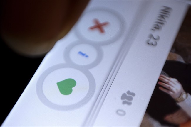 Young adults swipe right on Tinder, but is it just a game? | iNFOnews.ca CP36349104