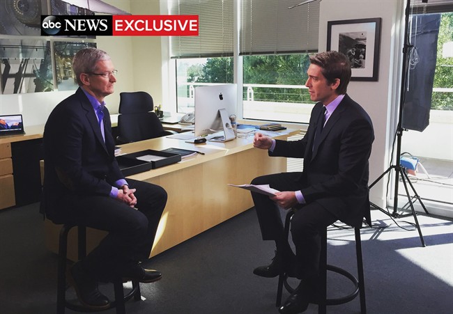 Apple's Cook: Complying with FBI demand 'bad for America' | iNFOnews.ca CP36505070