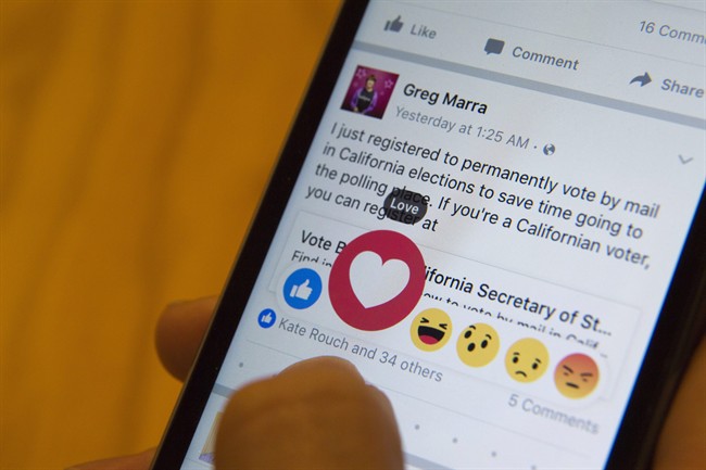 Facebook's 'like' button gets 'angry' and 'sad' as friends | iNFOnews.ca CP36497580