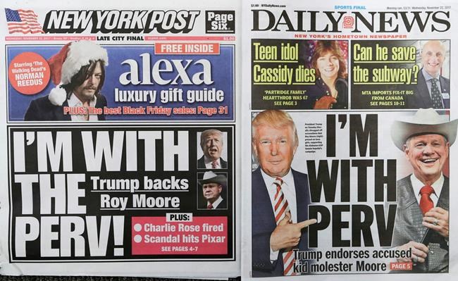 New York tabs share 'I'm With Perv' headlines on Trump | iNFOnews.ca