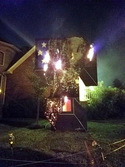 Giant T (for Trump) replaces one that was torched on lawn | iNFOnews.ca Giant T (for Trump) replaces one that was torched on lawn | iNFOnews.ca