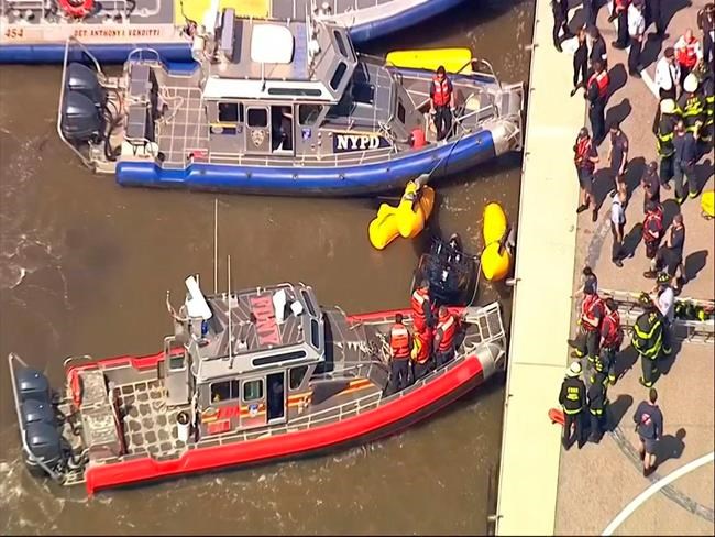Pilot escapes nearly unscathed after NYC helicopter plunge | iNFOnews.ca