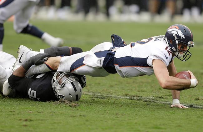 The Latest: Denver QB Paxton Lynch out with injured ankle | iNFOnews.ca