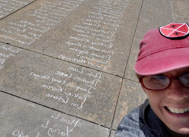 Where seniors would have walked to graduate, names in chalk | iNFOnews.ca Where seniors would have walked to graduate, names in chalk | iNFOnews.ca