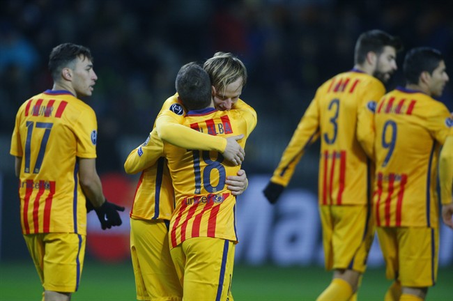 Neymar sets up Rakitic double as Barcelona wins 2-0 at BATE Borisov in Champions League | iNFOnews.ca CP35015895