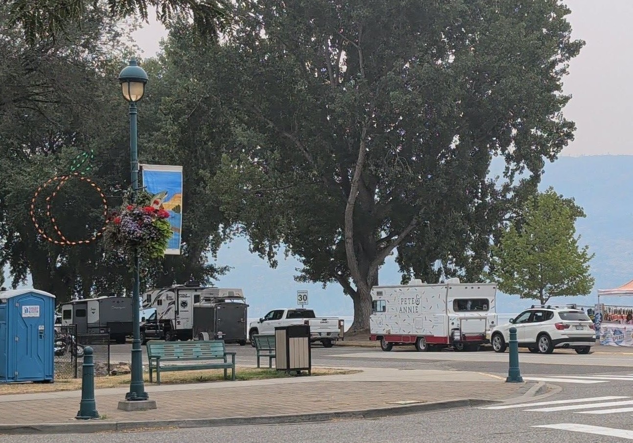 City streets along a beachfront are pictured.