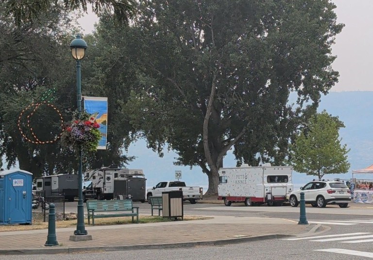 City streets along a beachfront are pictured.