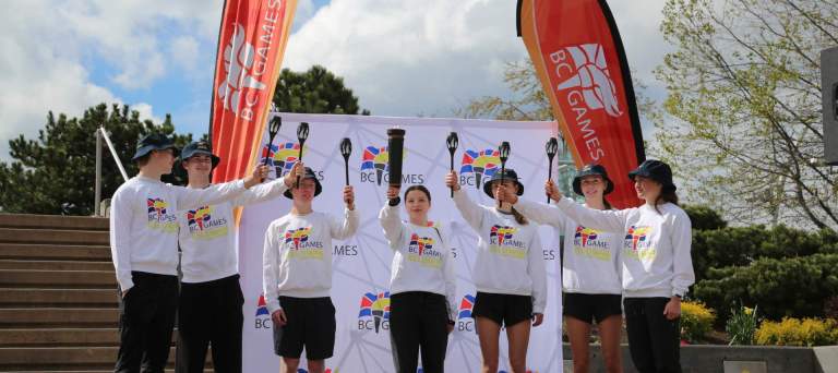 BC Summer Games participants on podium