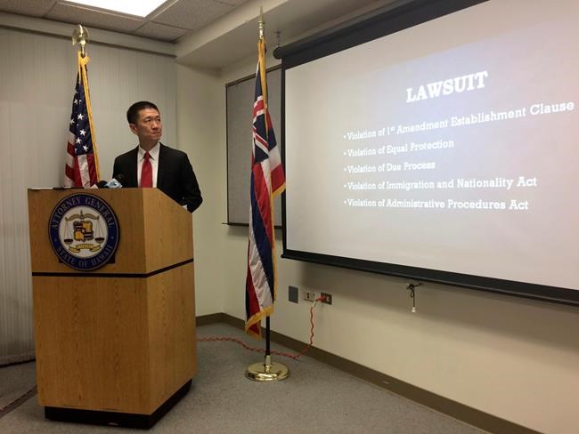 Hawaii sues federal government to stop Trump's travel ban | iNFOnews.ca CP168705204