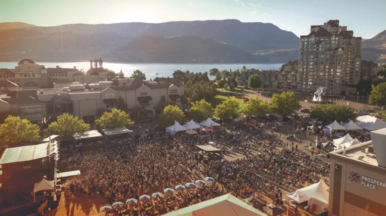 Aerial view of Rock the Lake Music Festival in Kelowna