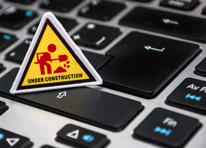 Construction sign on a computer