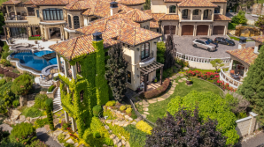 An aerial shot of the lost expensive home in the Okanagan.