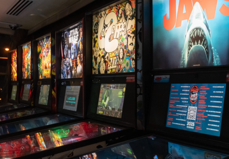 A Jaws, Led Zeppelin and more pinball machines.