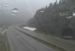 A wet, dreary highway.