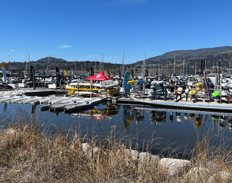 Boats tied up at the Kelowna Marine.