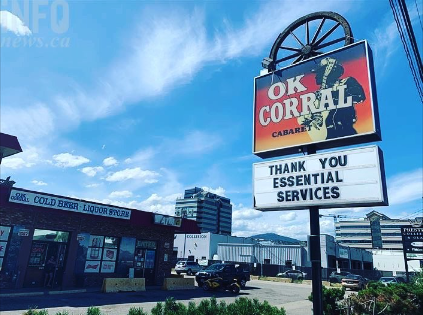 The sign outside Kelowna's OK Corral pub and liquor store