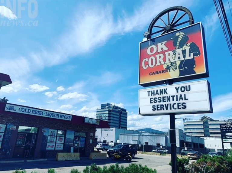The sign outside Kelowna's OK Corral pub and liquor store