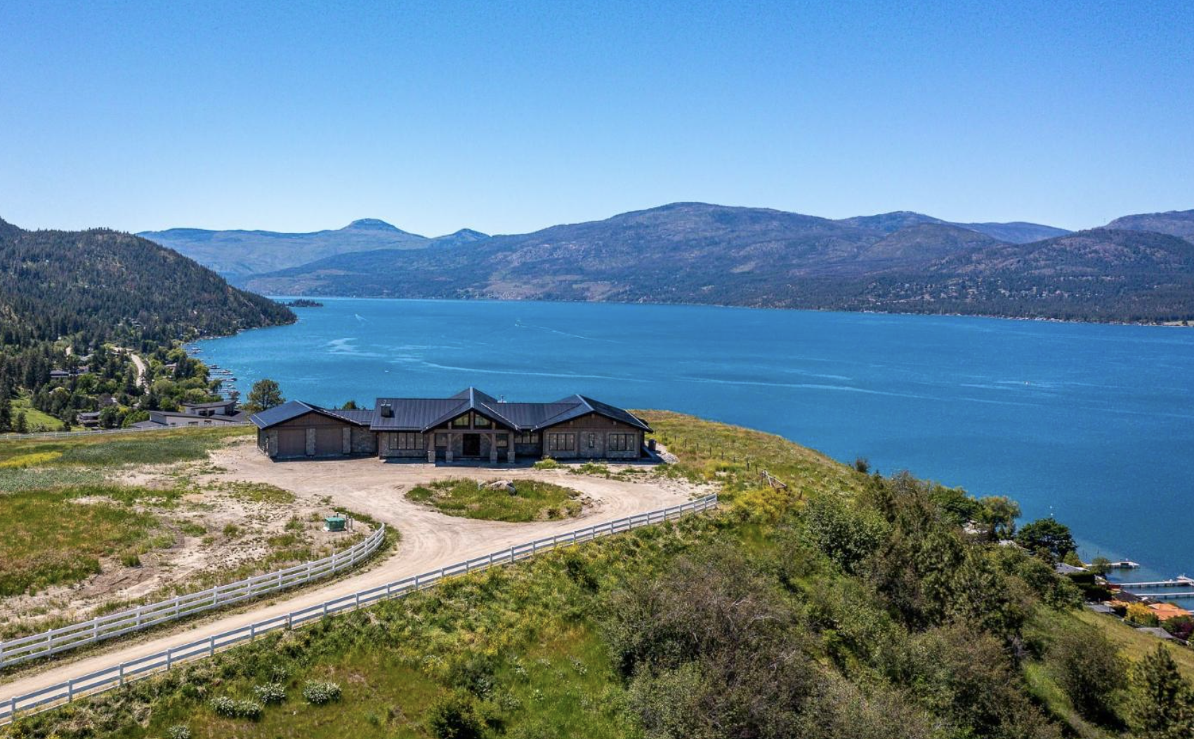 An aerial photograph of a $6 million Vernon home.