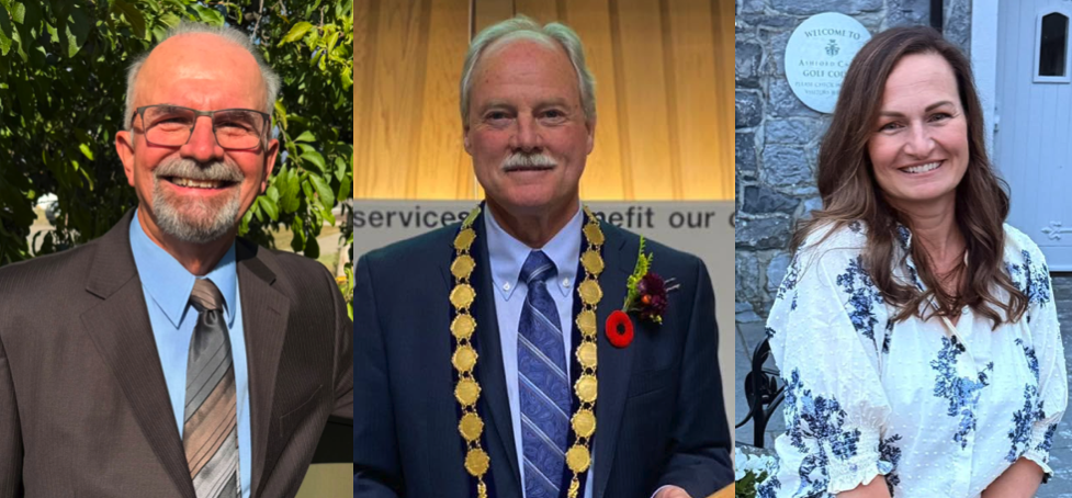 Heads shots of the three Vernon mayoral candidates in one image.