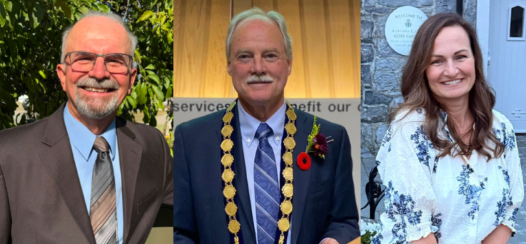 Heads shots of the three Vernon mayoral candidates in one image.