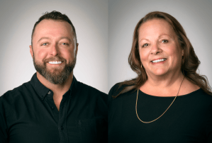 Headshots of Jason Reynen and Shannon Stewart.