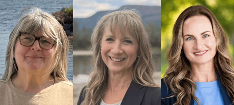 Three headshots of females okanagan mayors.