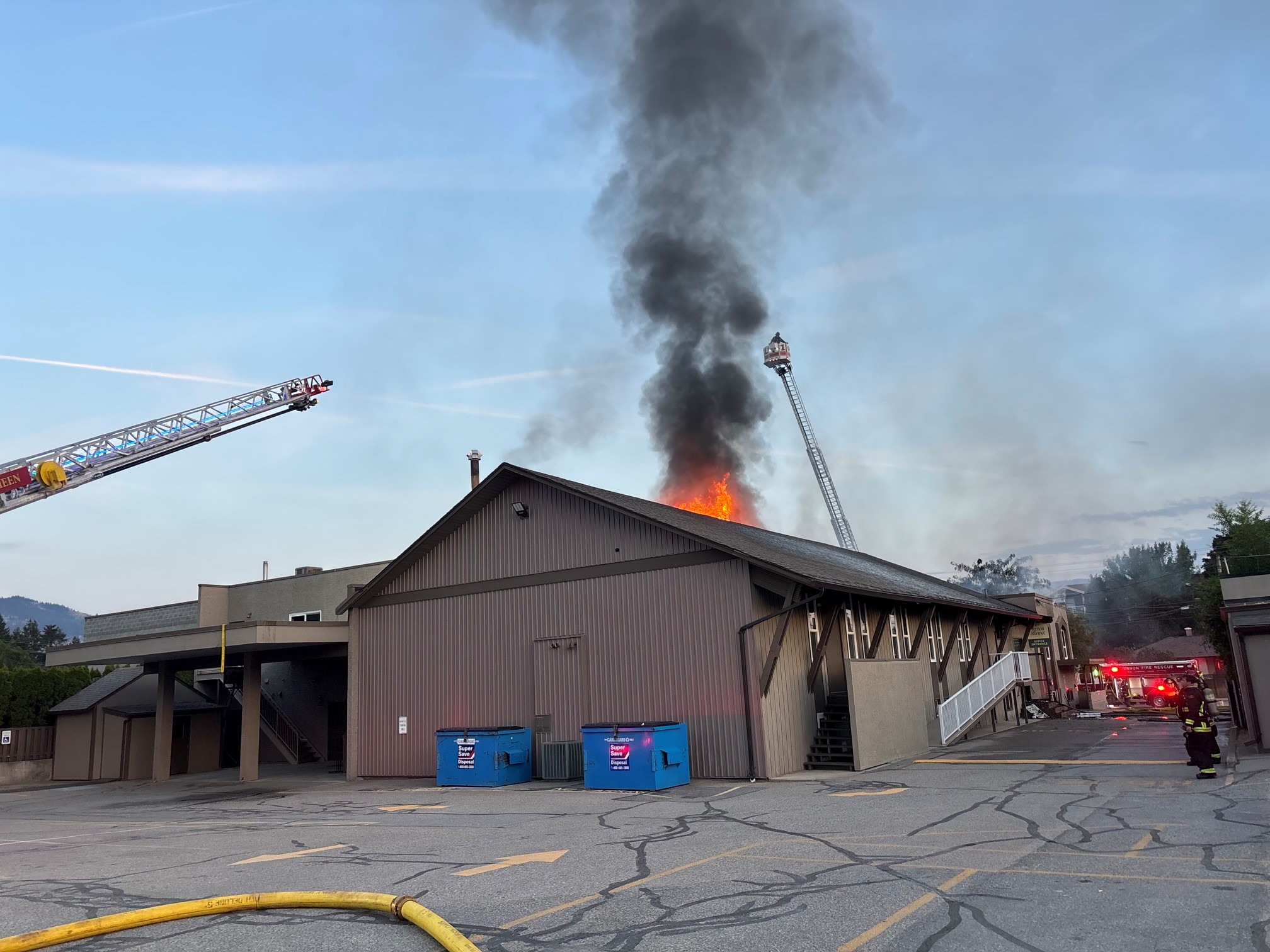 Firefighters fight a fire at a Vernon church.