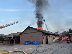 Firefighters fight a fire at a Vernon church.