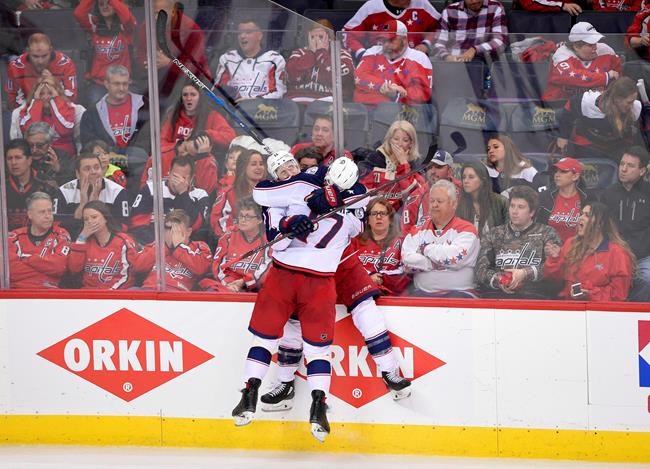 Calvert scores in OT, Blue Jackets up 2-0 on Caps in series | iNFOnews.ca CP1845166096