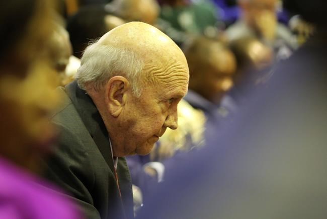 Ex-South African leader de Klerk sorry for apartheid comment | iNFOnews.ca