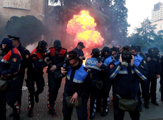 Albanian opposition clash with police at anti-govt rally | iNFOnews.ca