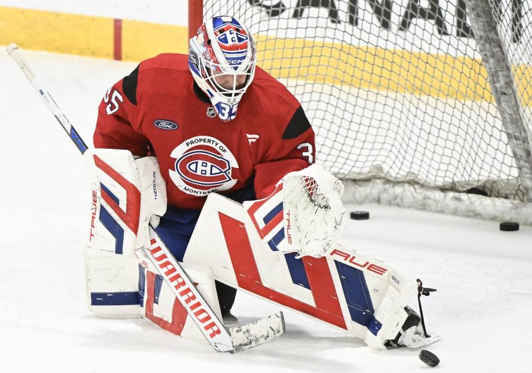 Canadiens goalie Montembeault exits practice early with injury | iNFOnews.ca