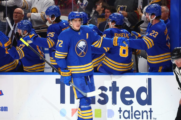 Thompson honored for Olympic gold-medal win, then scores in Sabres' 3-2 victory over Golden Knights. | iNFOnews.ca