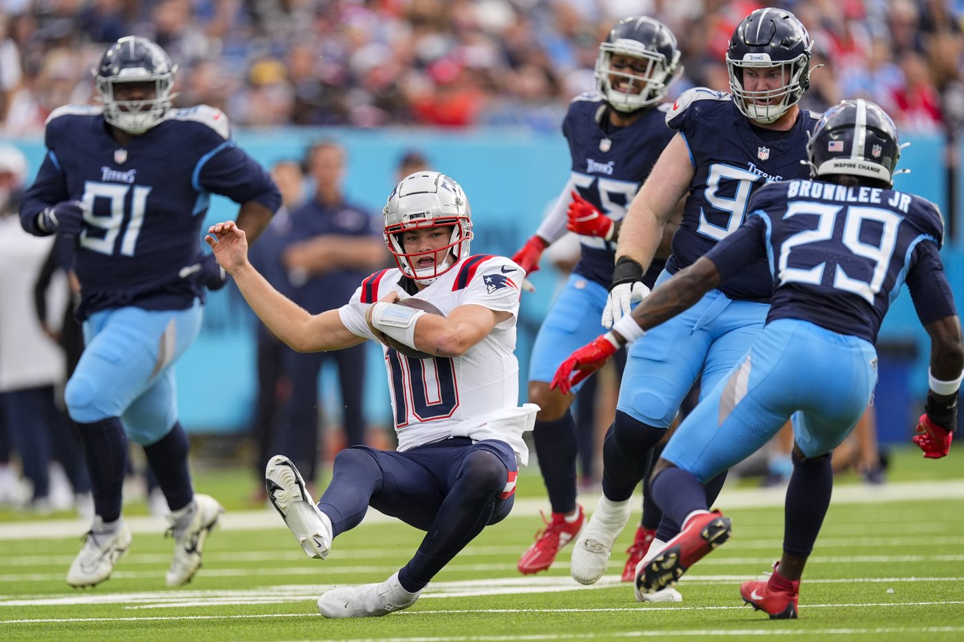 Drake Maye dazzles with late TD to get Patriots into OT before game-ending interception | iNFOnews.ca