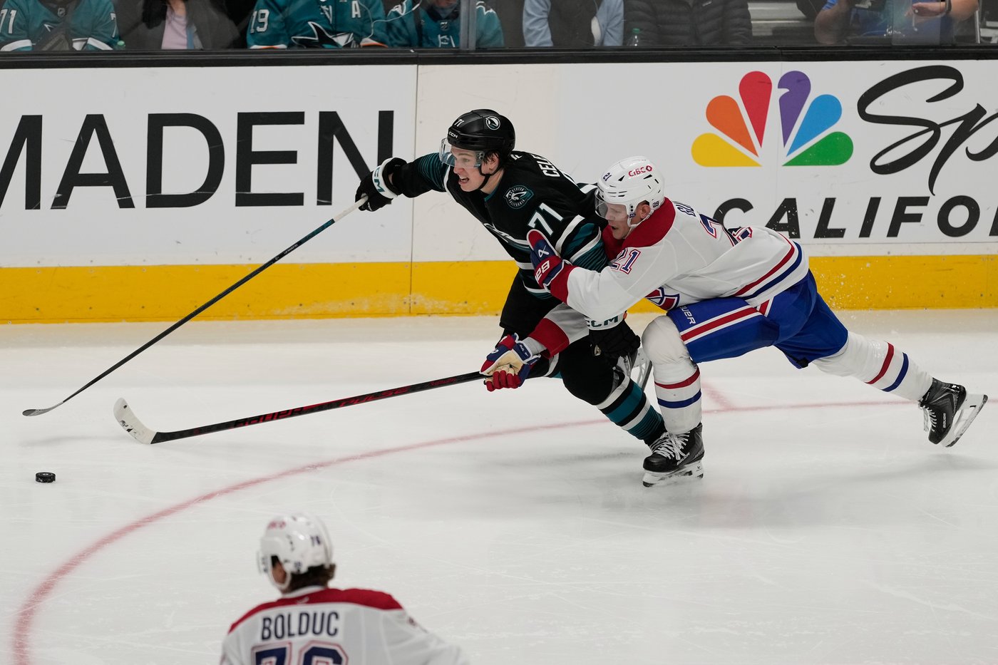 Celebrini nets 4 points, Sherwood scores winner as Sharks tip Canadiens 7-5 | iNFOnews.ca