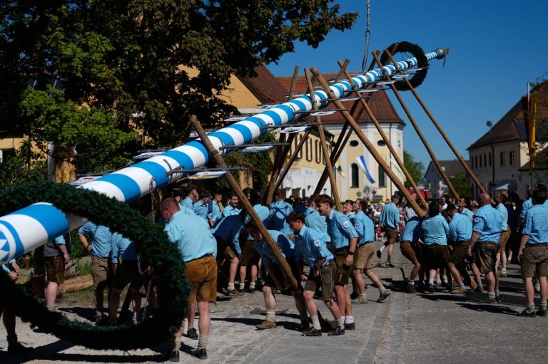 Beer, music and shouts of 'Hau-Ruck' as a Bavarian village raises its new maypole | iNFOnews.ca