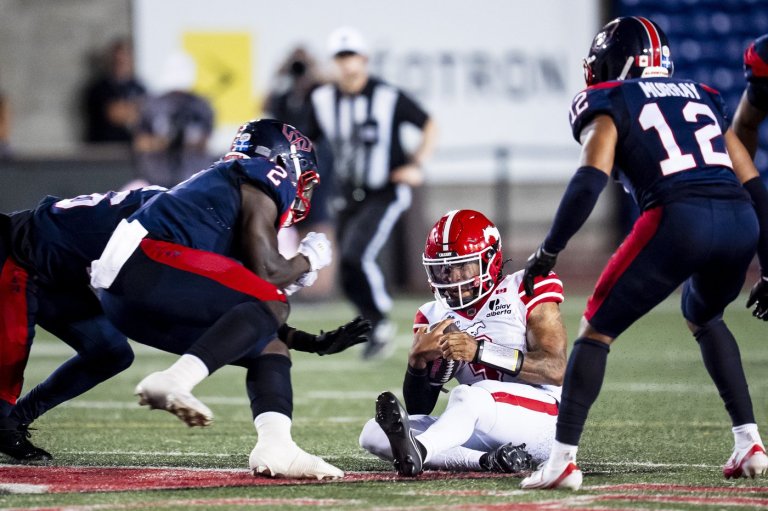 CFL fines Alouettes' Micah Awe for high hit on Stampeders QB Vernon Adams Jr. | iNFOnews.ca