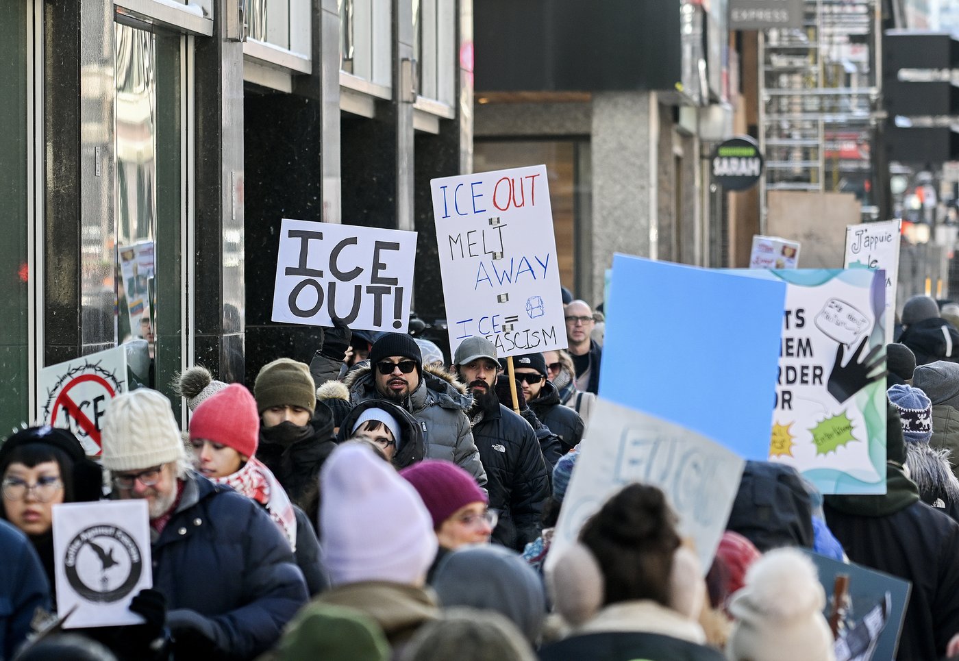 Montrealers protest Trump immigration crackdown, call out Canadian ‘complicity’ | iNFOnews.ca