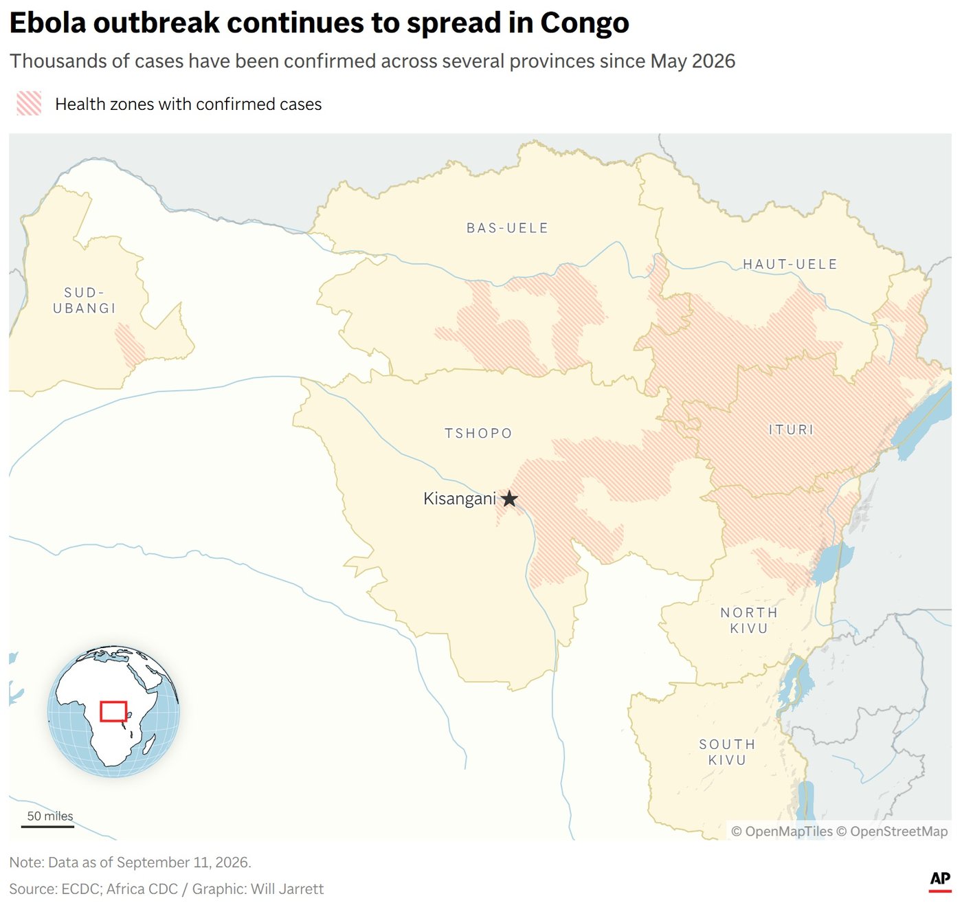 WHO sees 'encouraging signs' in Congo Ebola fight, but warns cases in one eastern region are surging | iNFOnews.ca