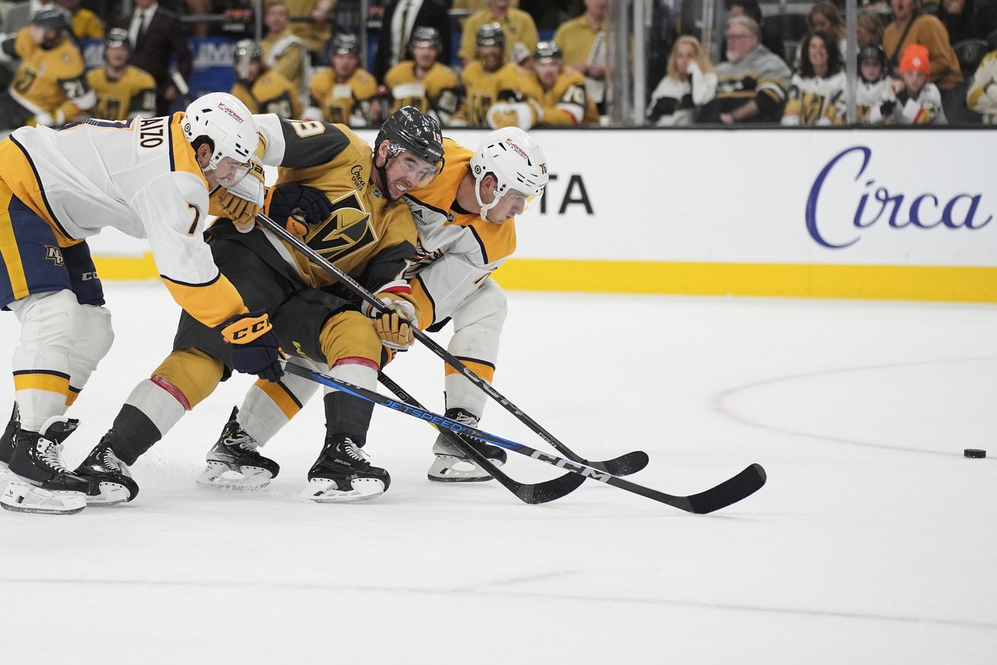 Noah Hanifin scores late goal to lift Golden Knights past Nashville 5-3, and clinch Pacific | iNFOnews.ca Noah Hanifin scores late goal to lift Golden Knights past Nashville 5-3, and clinch Pacific | iNFOnews.ca