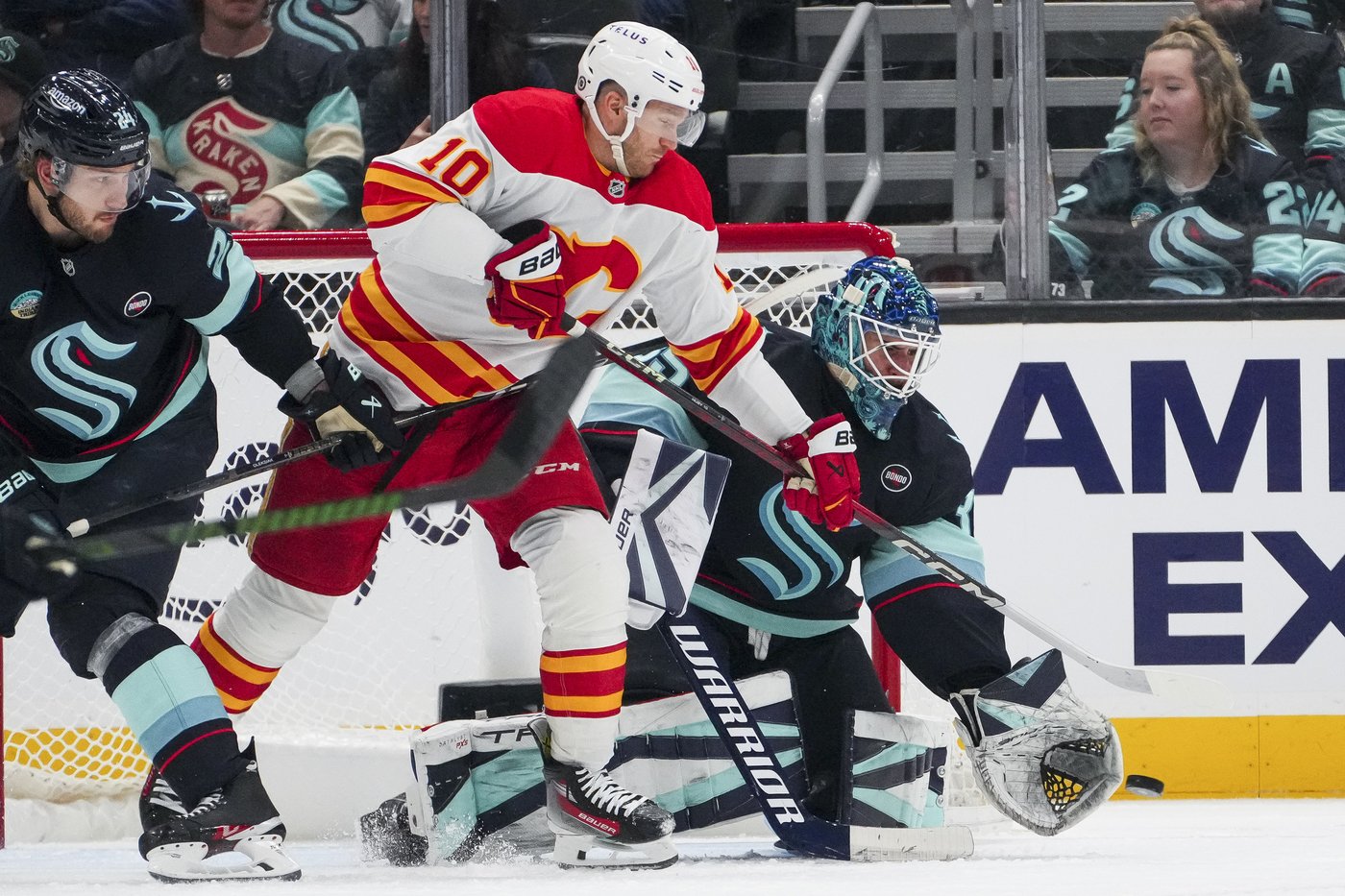 Flames score three times in first period, hang on to beat Kraken 3-2 | iNFOnews.ca Flames score three times in first period, hang on to beat Kraken 3-2 | iNFOnews.ca