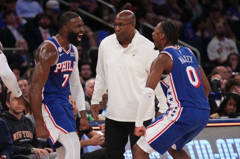 76ers win opening game with LeBron James and Jaylen Brown, beating NBA champion Knicks 106-100 | iNFOnews.ca