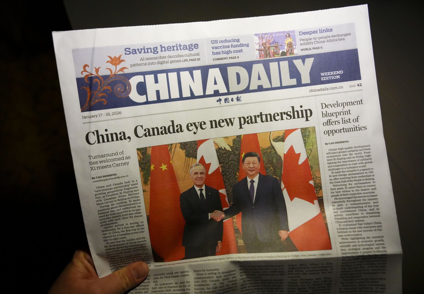 Carney and Xi blanket China's front pages, but trade deal gets little attention | iNFOnews.ca