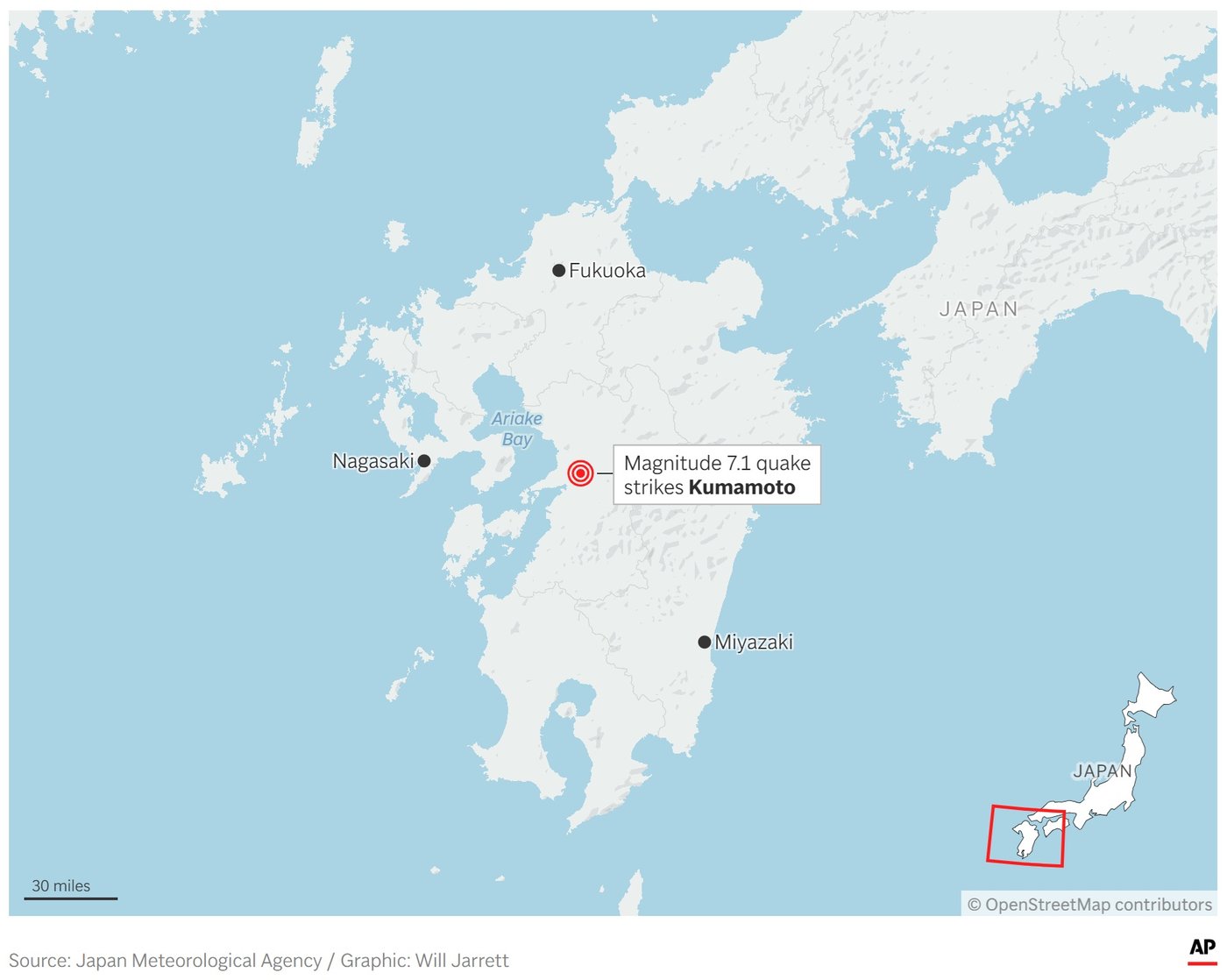A 7.1 magnitude quake hits Japan's southern Kyushu island killing at least 3 | iNFOnews.ca