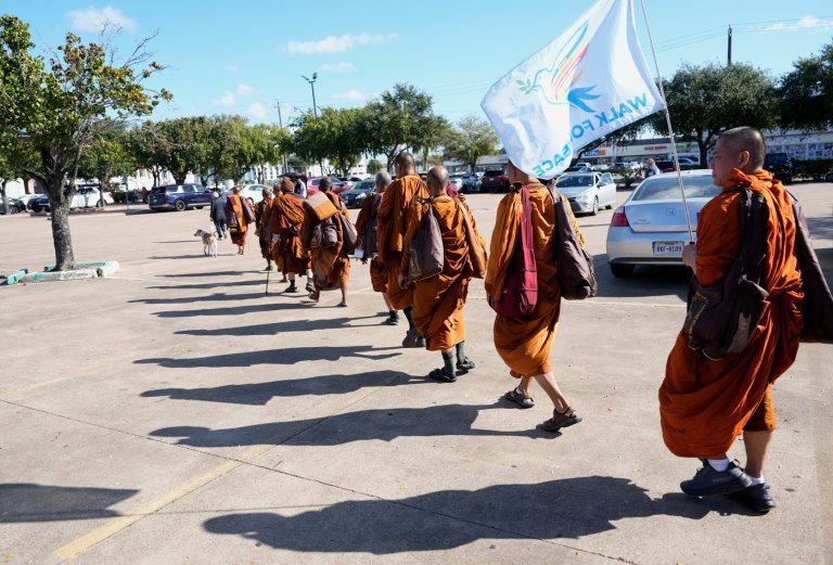 Buddhist monks resume 2,300-mile walk for peace after accident near Houston | iNFOnews.ca