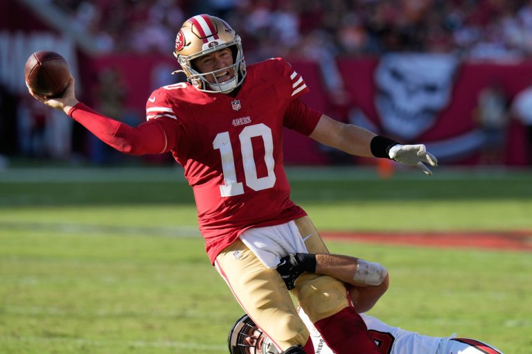 49ers' Brock Purdy out for third straight game; Mac Jones to start against Falcons | iNFOnews.ca