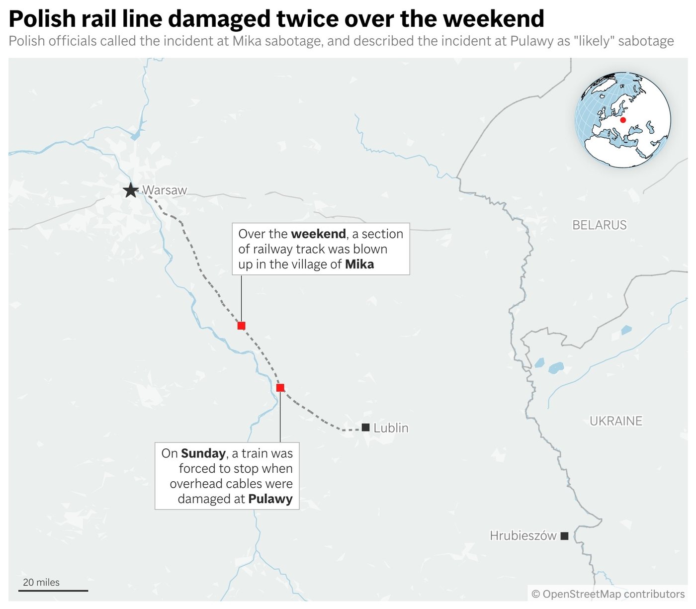 Poland says 2 Ukrainians working for Russia are suspected in railway track blast | iNFOnews.ca